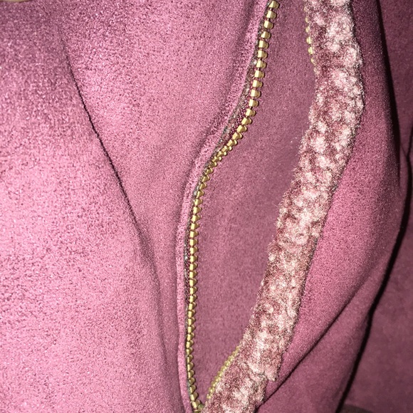 LL Bean Deep Plum Faux Sherpa Shearling Fleece Lined Hooded Coat Jacket - Picture 13 of 13